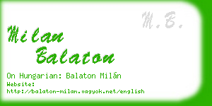 milan balaton business card