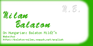 milan balaton business card